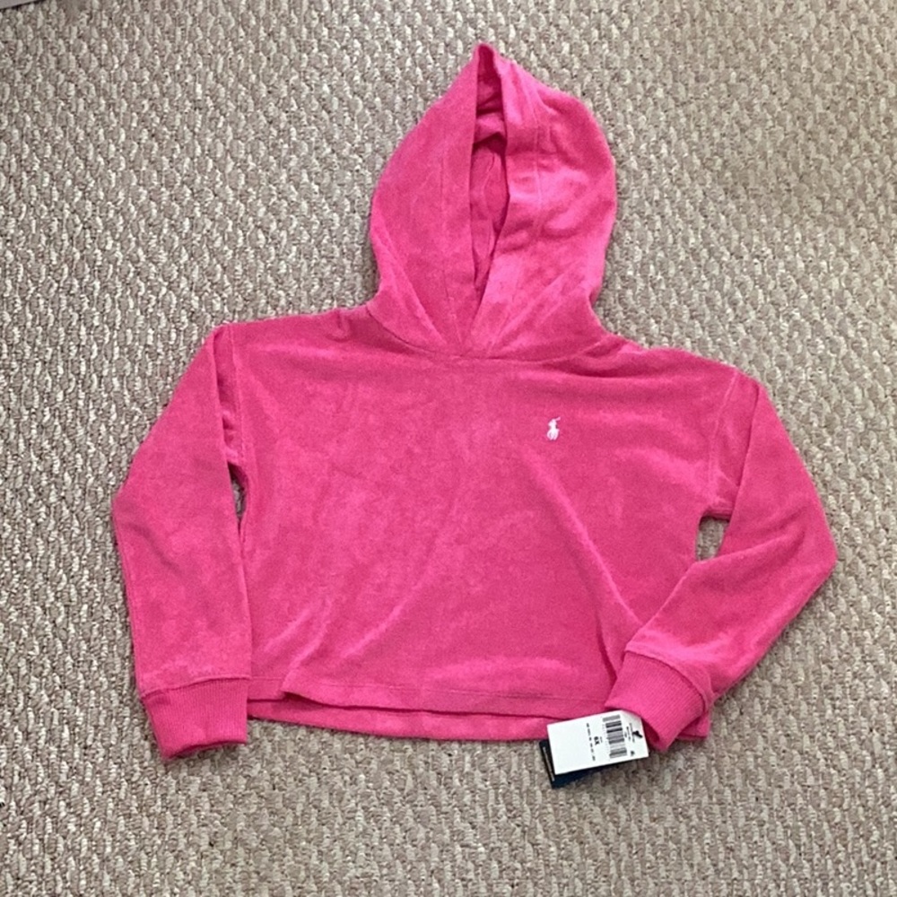 Ralph Lauren, Terry hoodie, boxy sweatshirt, pink size 6X